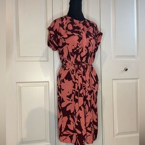 Loft Pink Dress, Pockets, Tie, Size Small